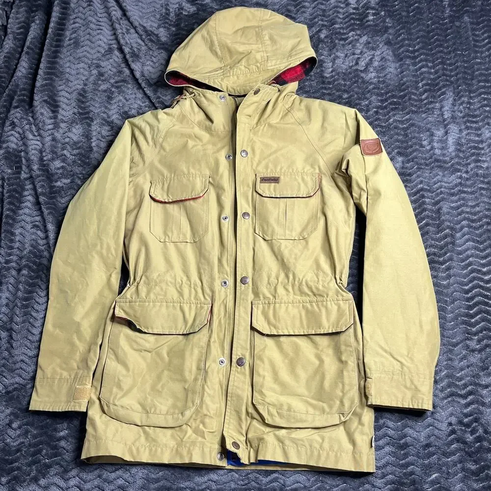 Penfield Trailwear Jacket M 60/40 Buffalo Plaid Lining Rain Waxcloth Olive Army